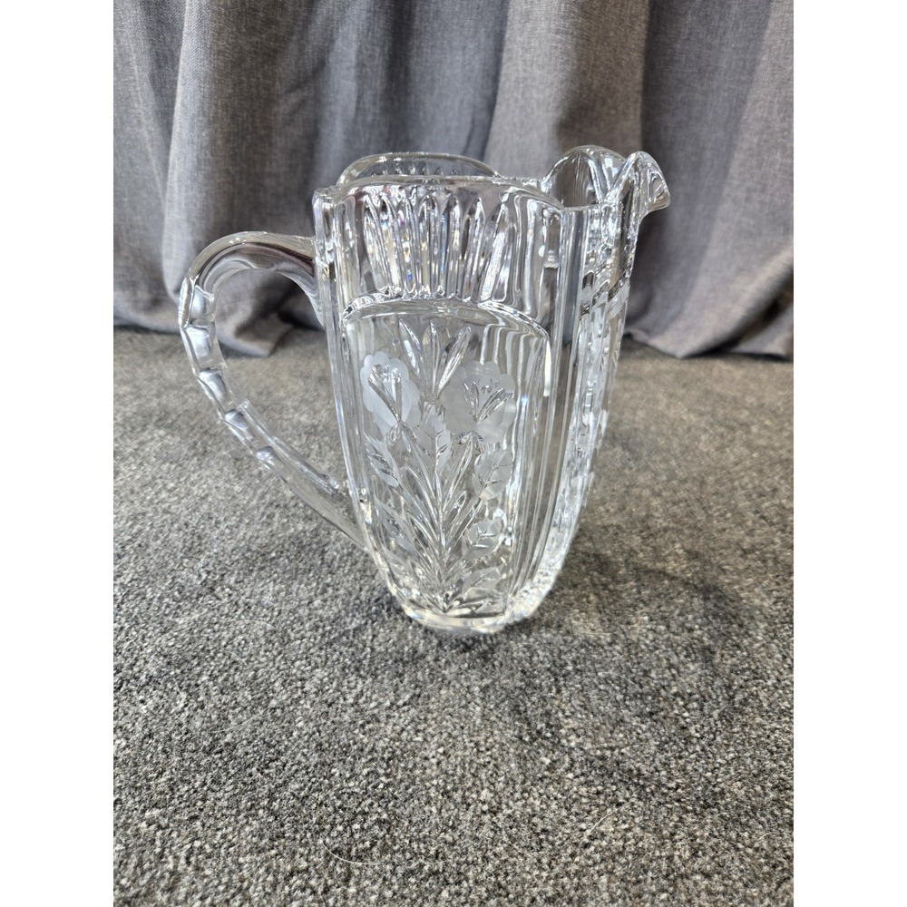 Vintage Crystal Clear Industries Darlington Crystal Pitcher 48 oz Floral Cut